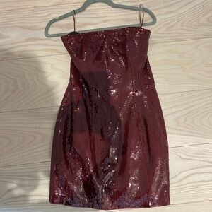Zara red sequin strapless mini dresss